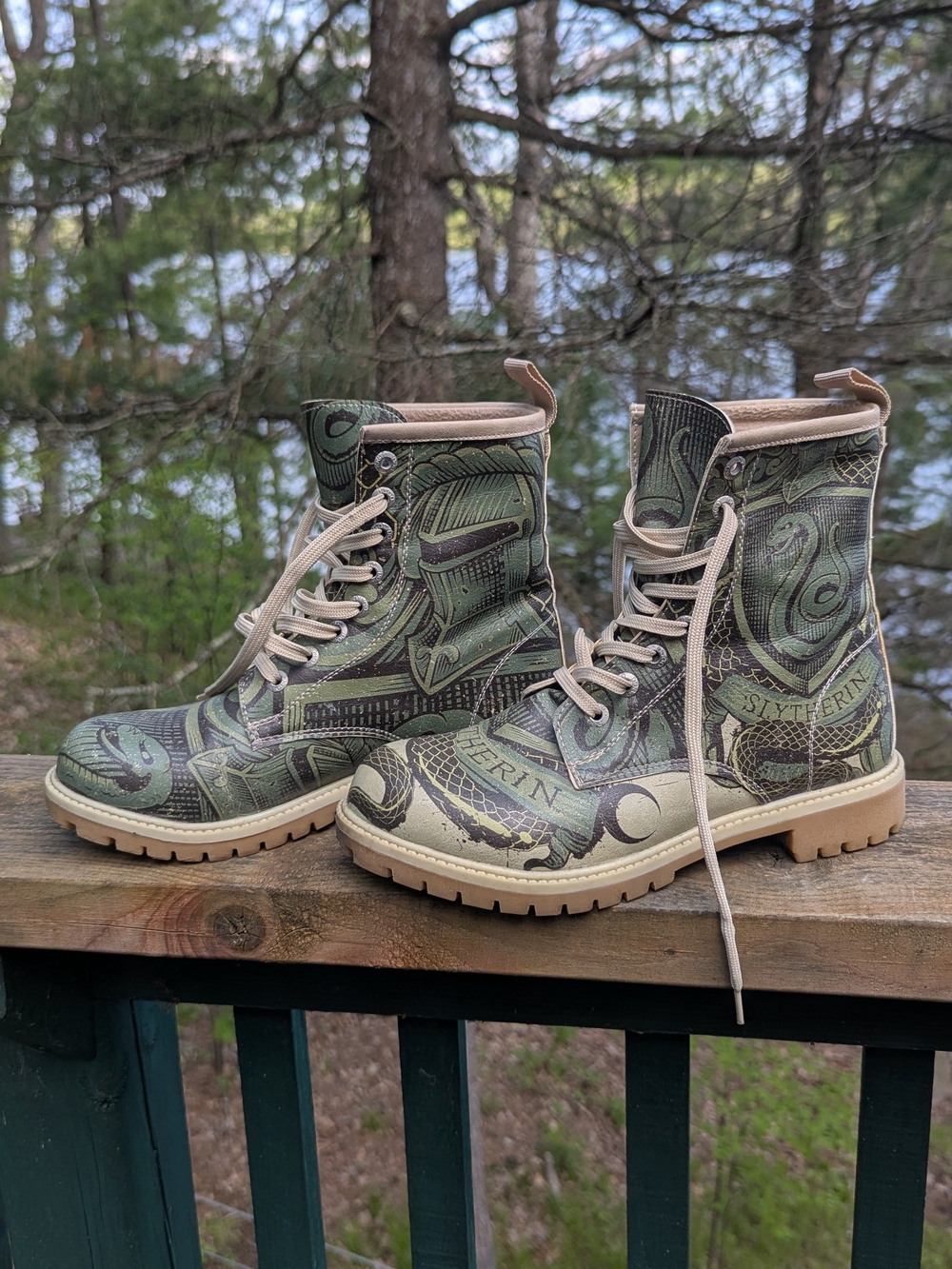 Slytherin Green Combat Boots - Women's Boots